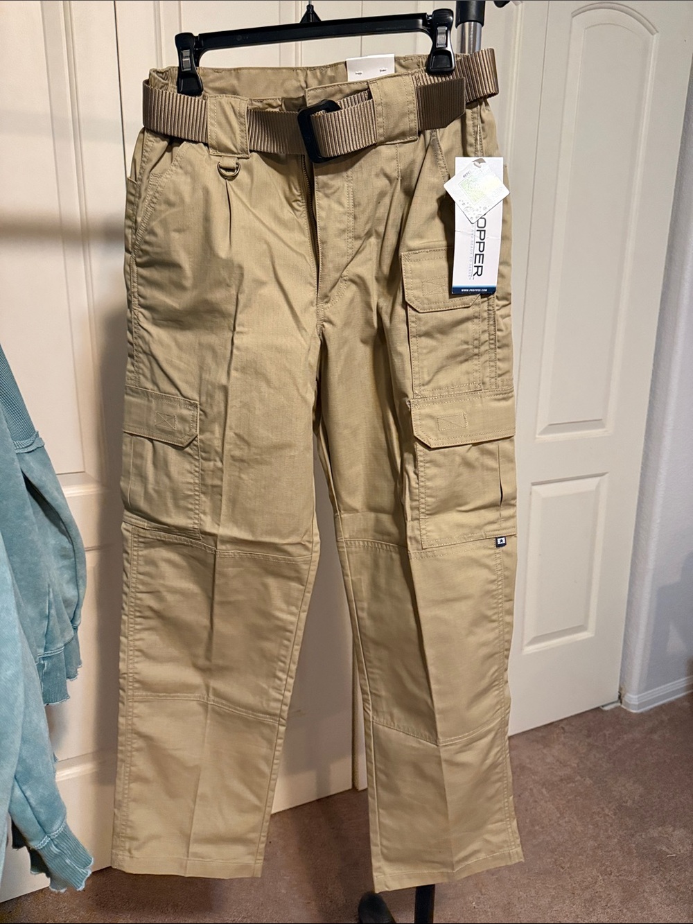 Propper Men's Cargo Pants in Khaki with Web Belt